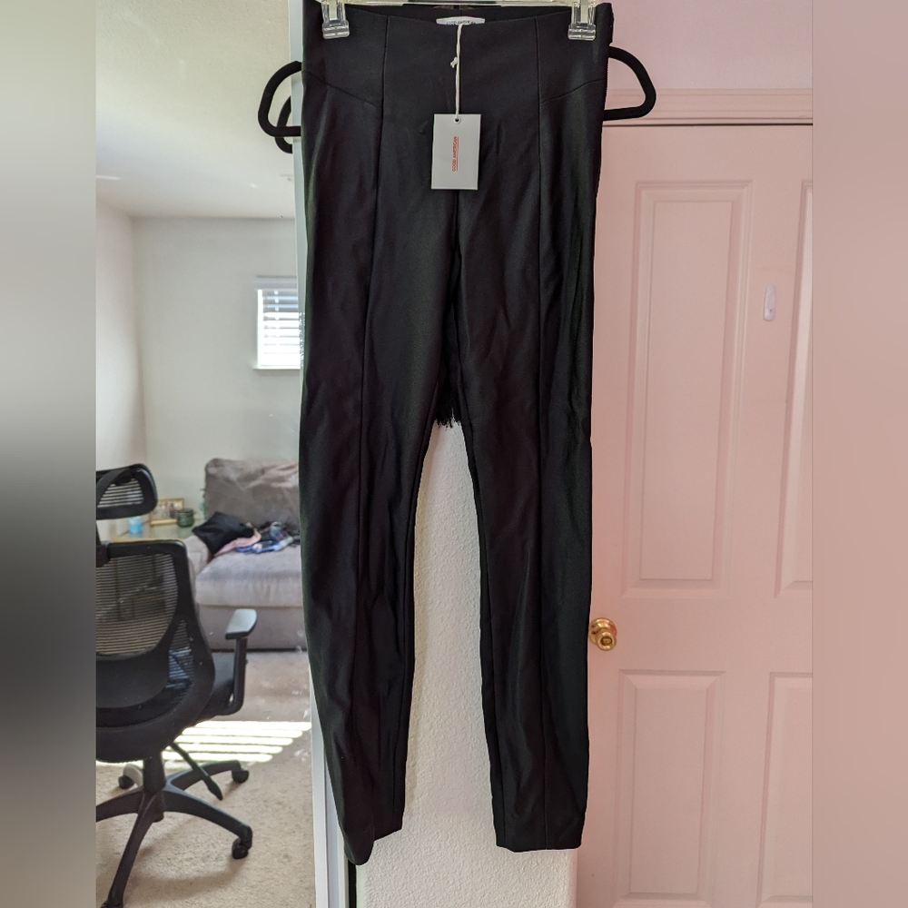 Good American high shine high rise black disco pants